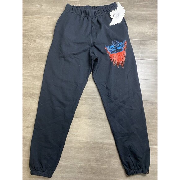 Boys Lie Black Joggers with Blue and Red Flame Design - Picture 1 of 12